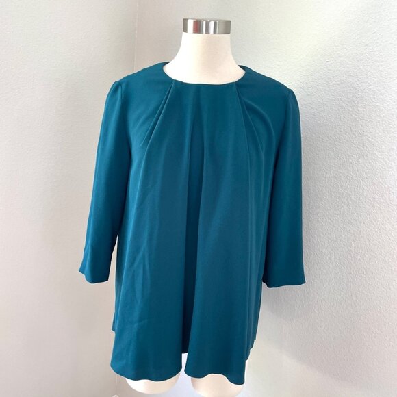 COS Tops - COS Womens EUR 38 Teal Pleated Front Blouse 3/4 Sleeve Shirt Top